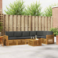 Ecksofa Set 7 pcs Natur und Anthrazit Massivholz Akazie