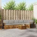 Ecksofa Set 7 pcs Natürlich und Hellgrau Massivholz Akazie