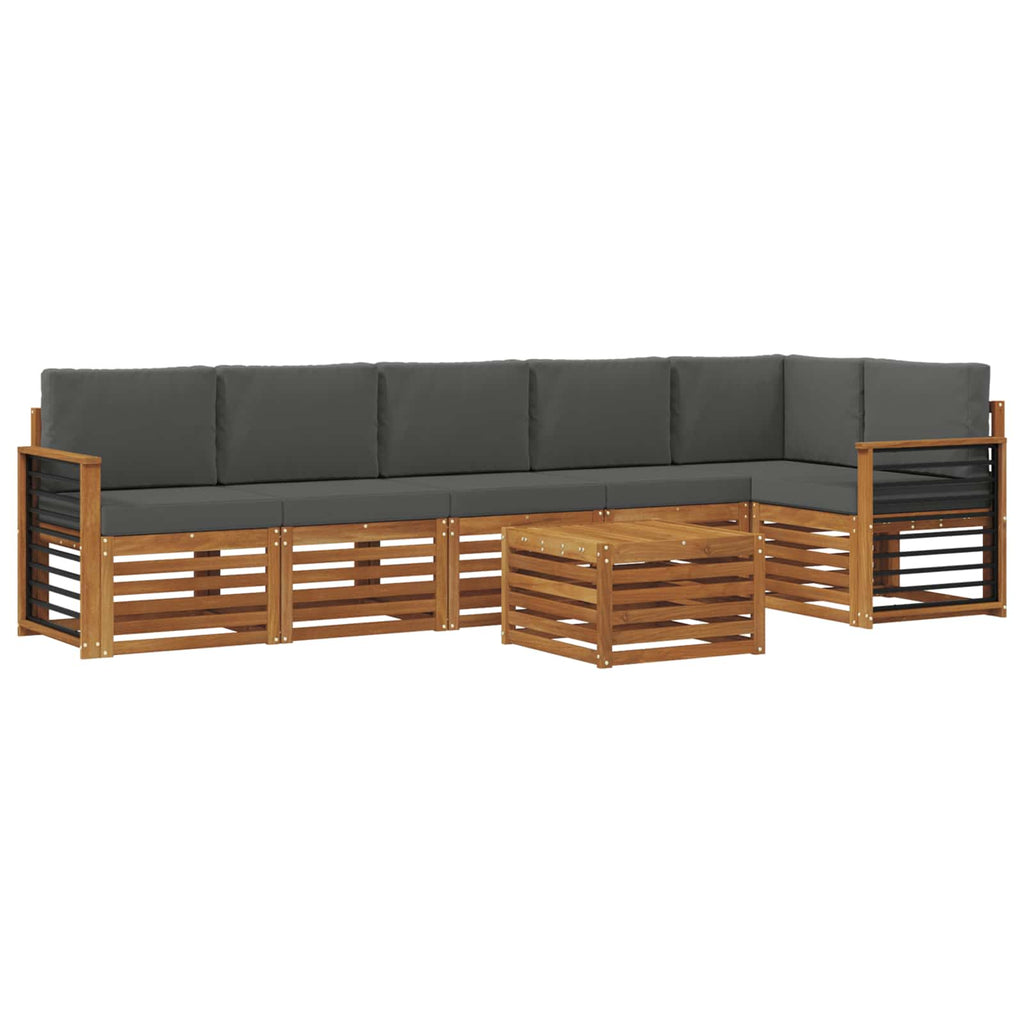 Ecksofa Set 7 pcs Natur und Anthrazit Massivholz Akazie
