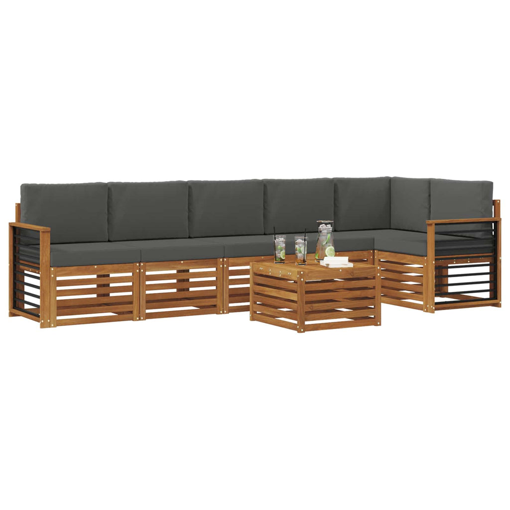 Ecksofa Set 7 pcs Natur und Anthrazit Massivholz Akazie