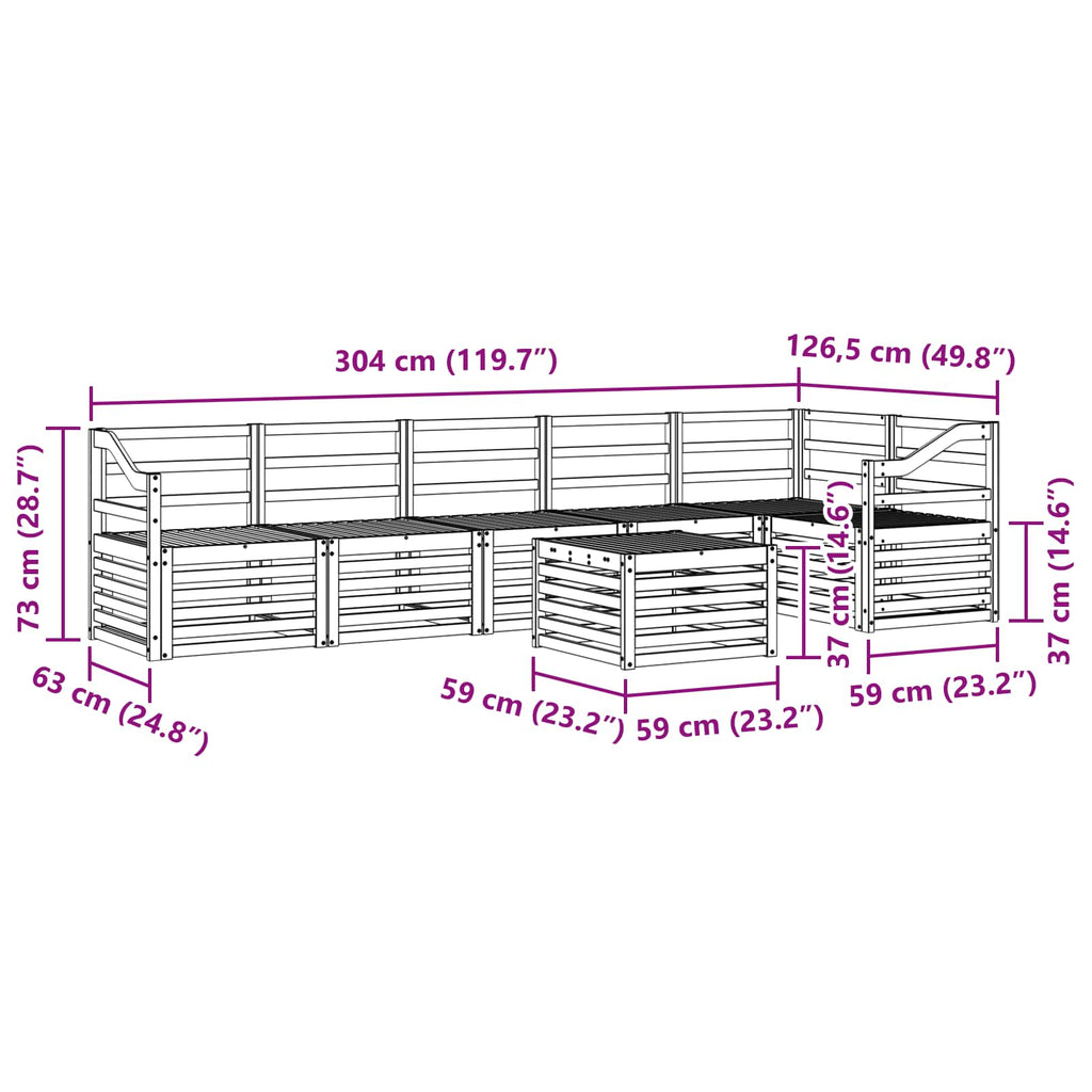 Ecksofa Set 7 pcs Natur Massivholz Akazie