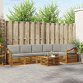 Ecksofa Set 7 pcs Natürlich und Hellgrau Massivholz Akazie