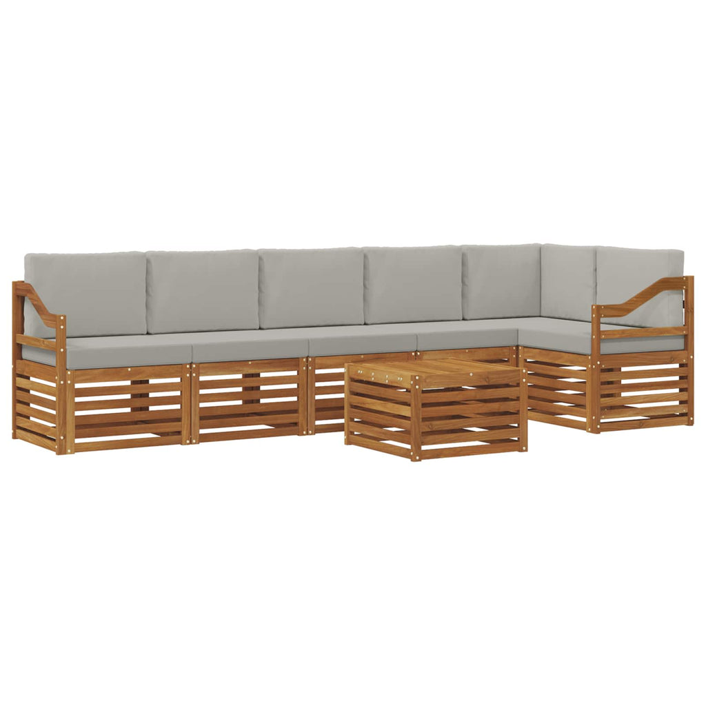 Ecksofa Set 7 pcs Natürlich und Hellgrau Massivholz Akazie