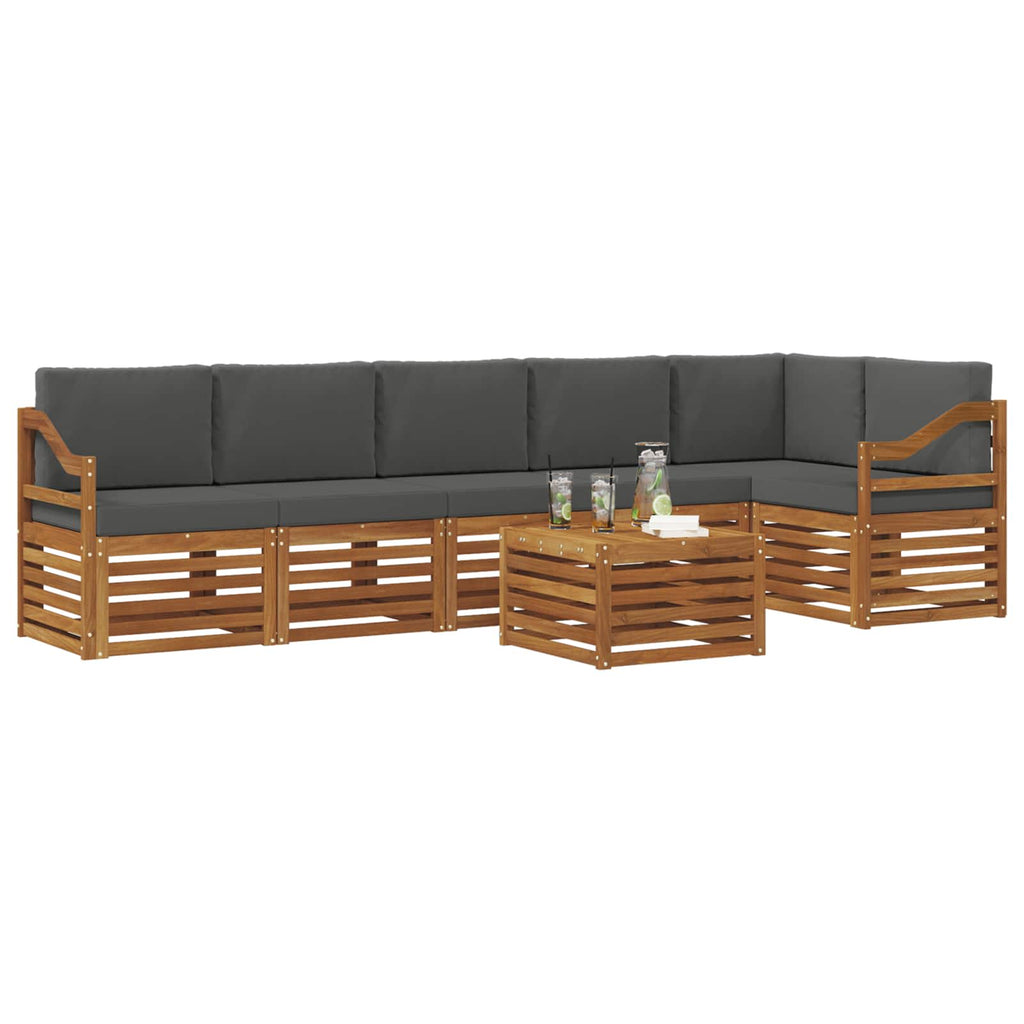 Ecksofa Set 7 pcs Natur und Anthrazit Massivholz Akazie