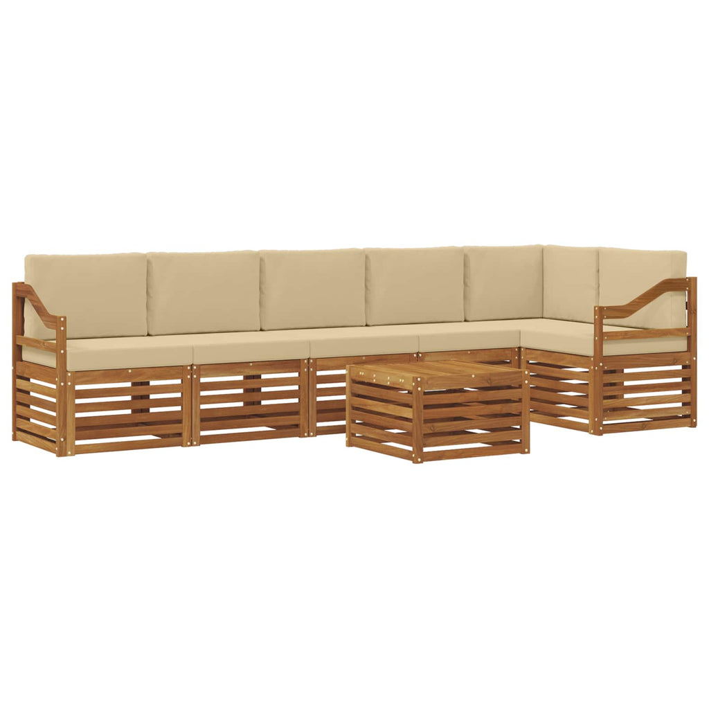 Ecksofa Set mit Kissen 7 pcs Natur und Beige Massivholz Akazie