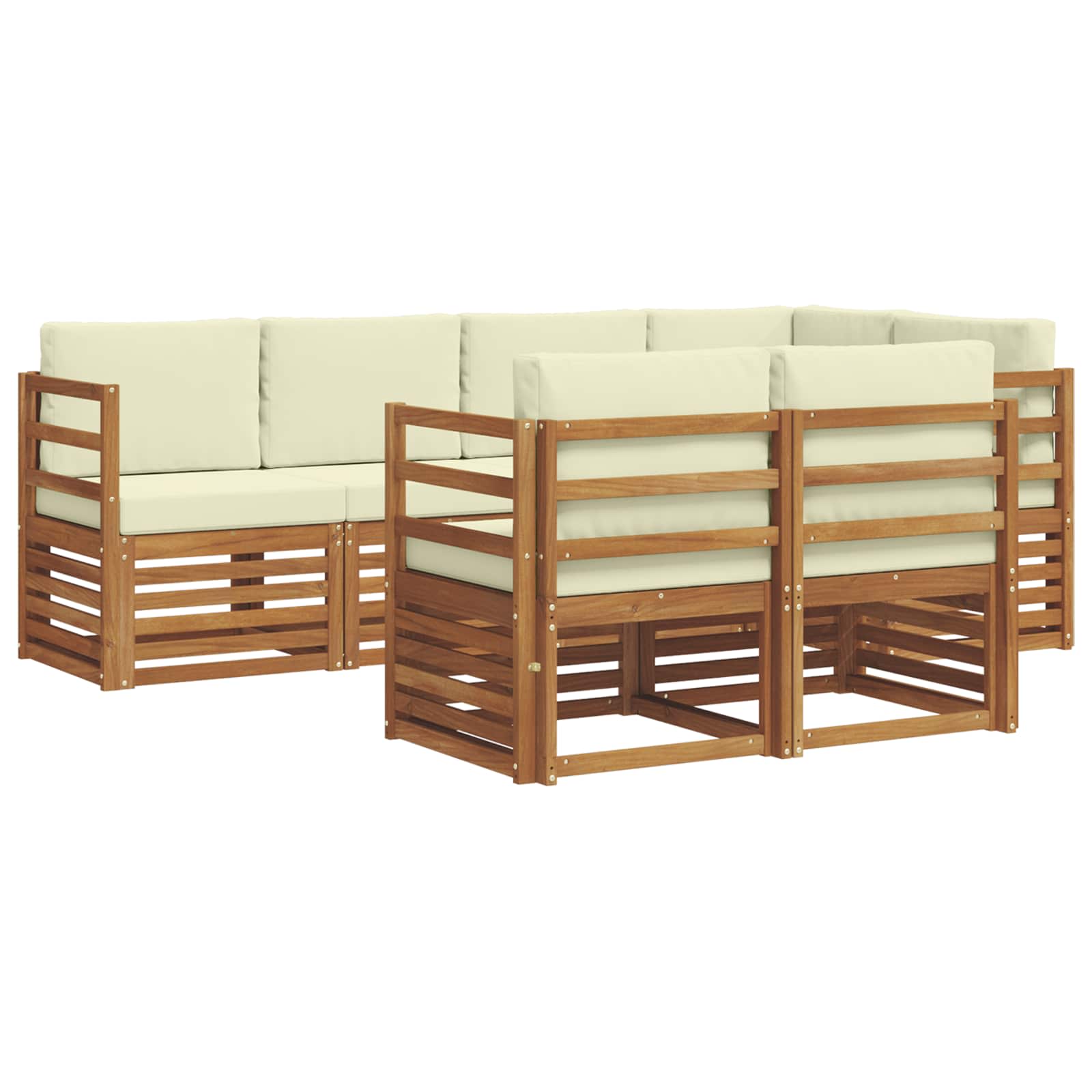 Ecksofa Set mit Kissen 7 pcs Natur und Creme