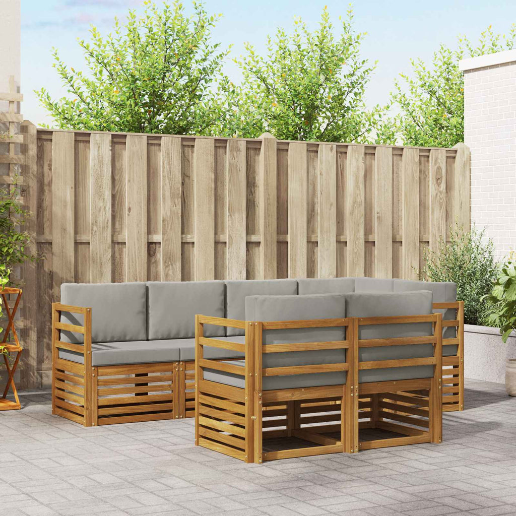 Ecksofa Set mit Kissen 7 pcs Natürlich und Hellgrau
