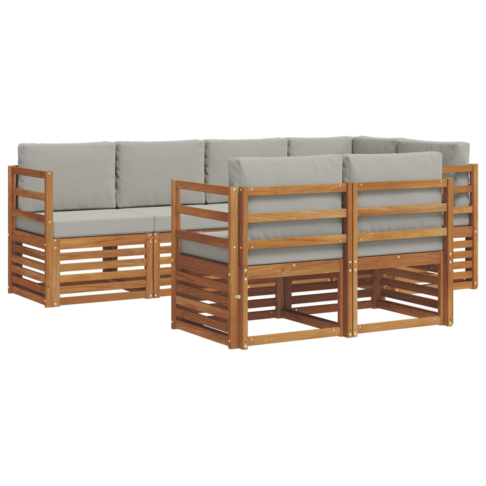 Ecksofa Set mit Kissen 7 pcs Natürlich und Hellgrau
