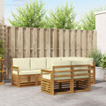 Ecksofa Set mit Kissen 7 pcs Natur und Creme