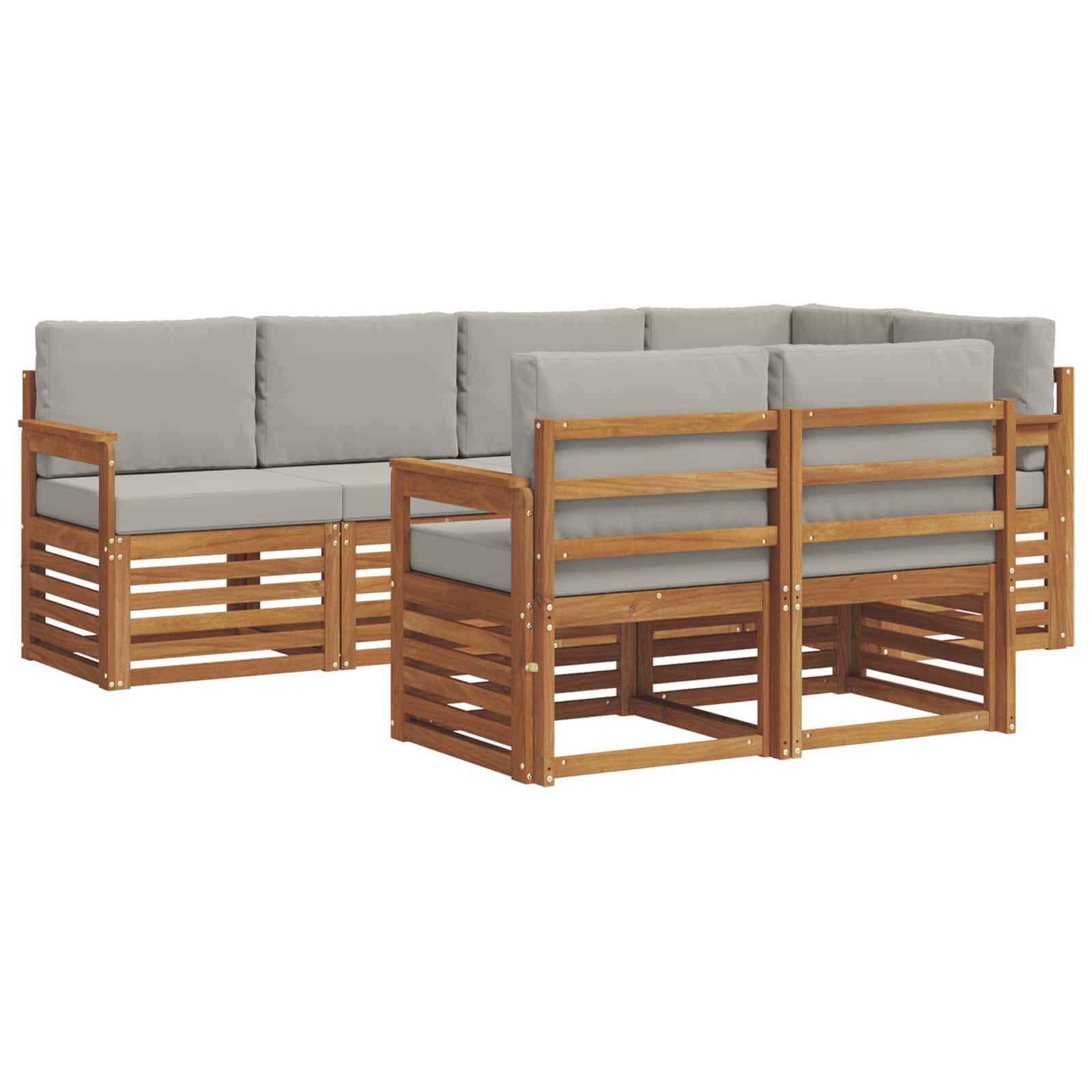 Ecksofa Set mit Kissen 7 pcs Natürlich und Hellgrau
