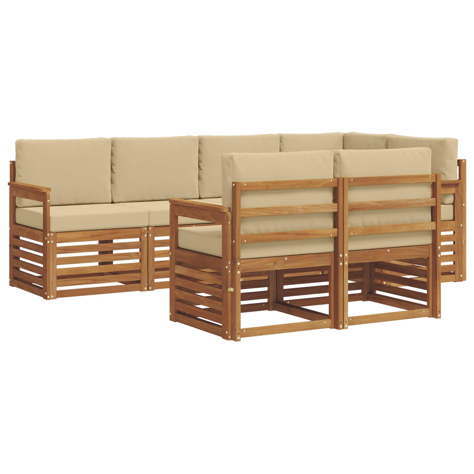 Ecksofa Set mit Kissen 7 pcs Natur und Beige