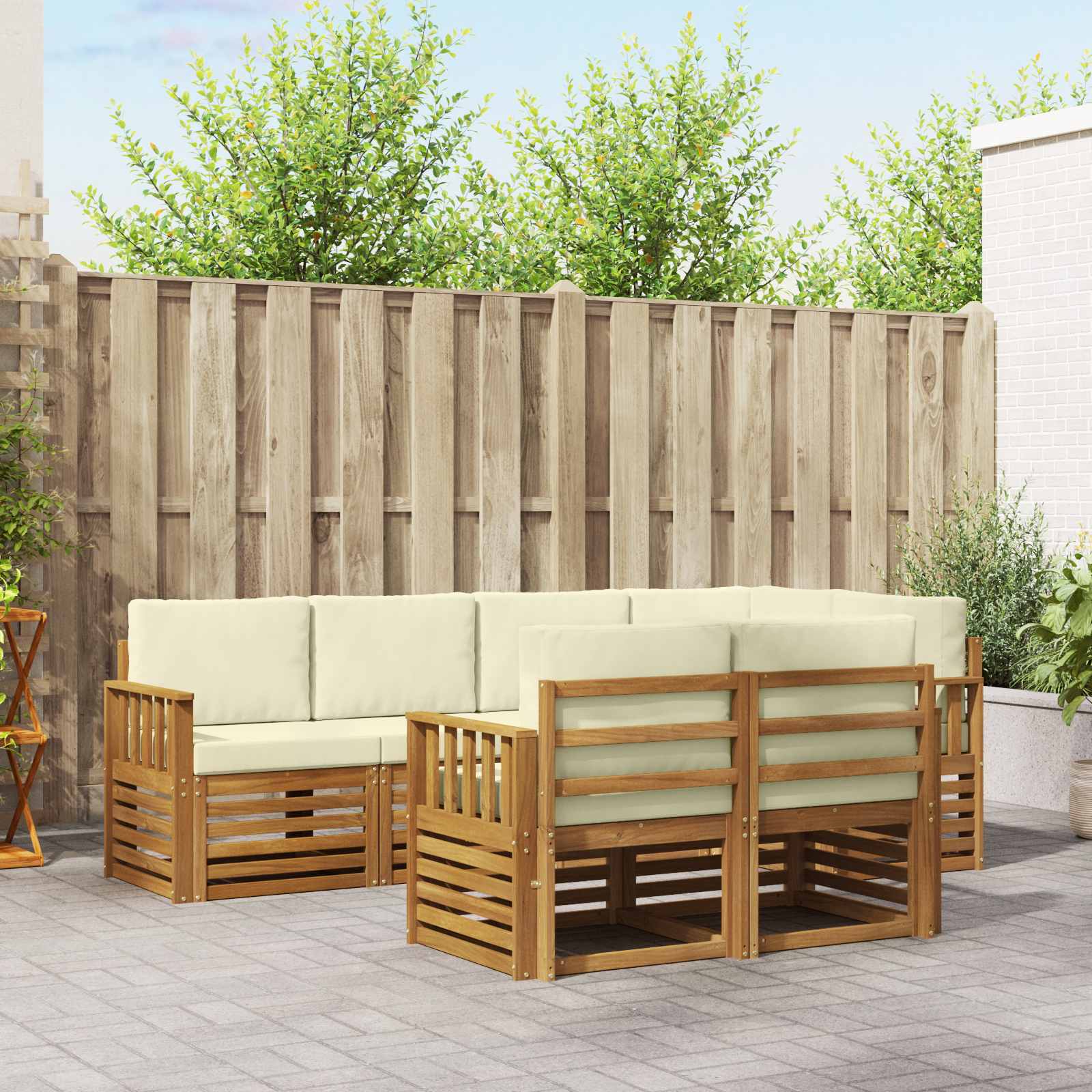 Ecksofa Set mit Kissen 7 pcs Natur und Creme