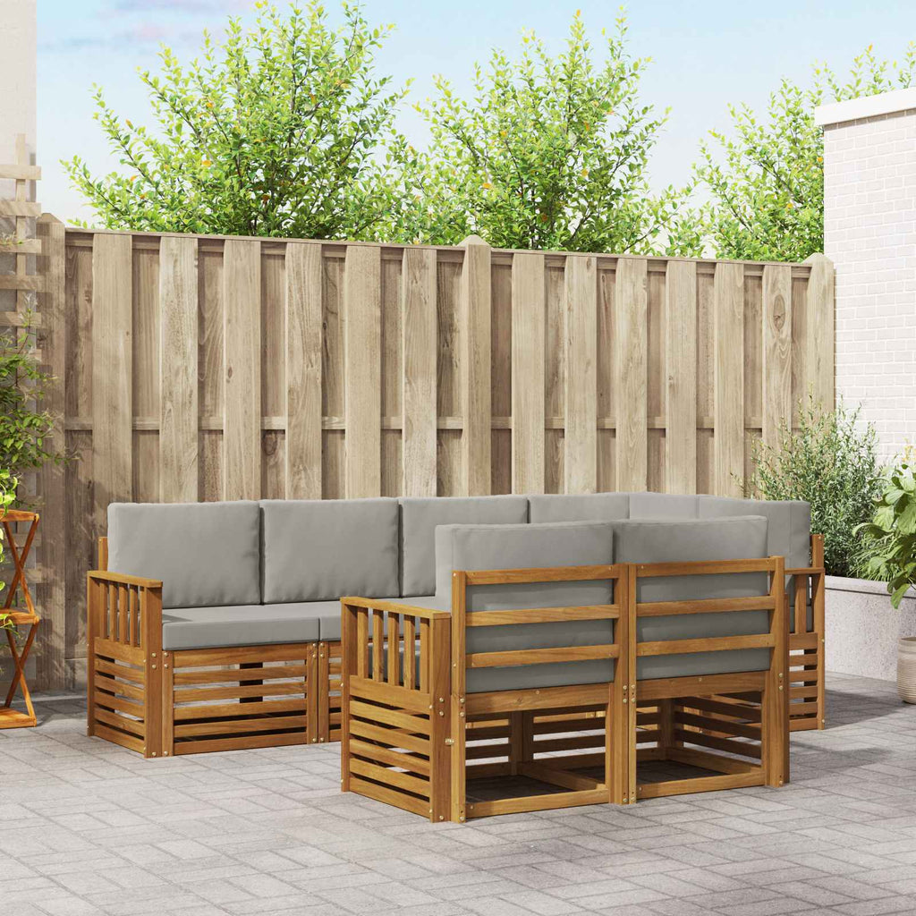 Ecksofa Set mit Kissen 7 pcs Natürlich und Hellgrau
