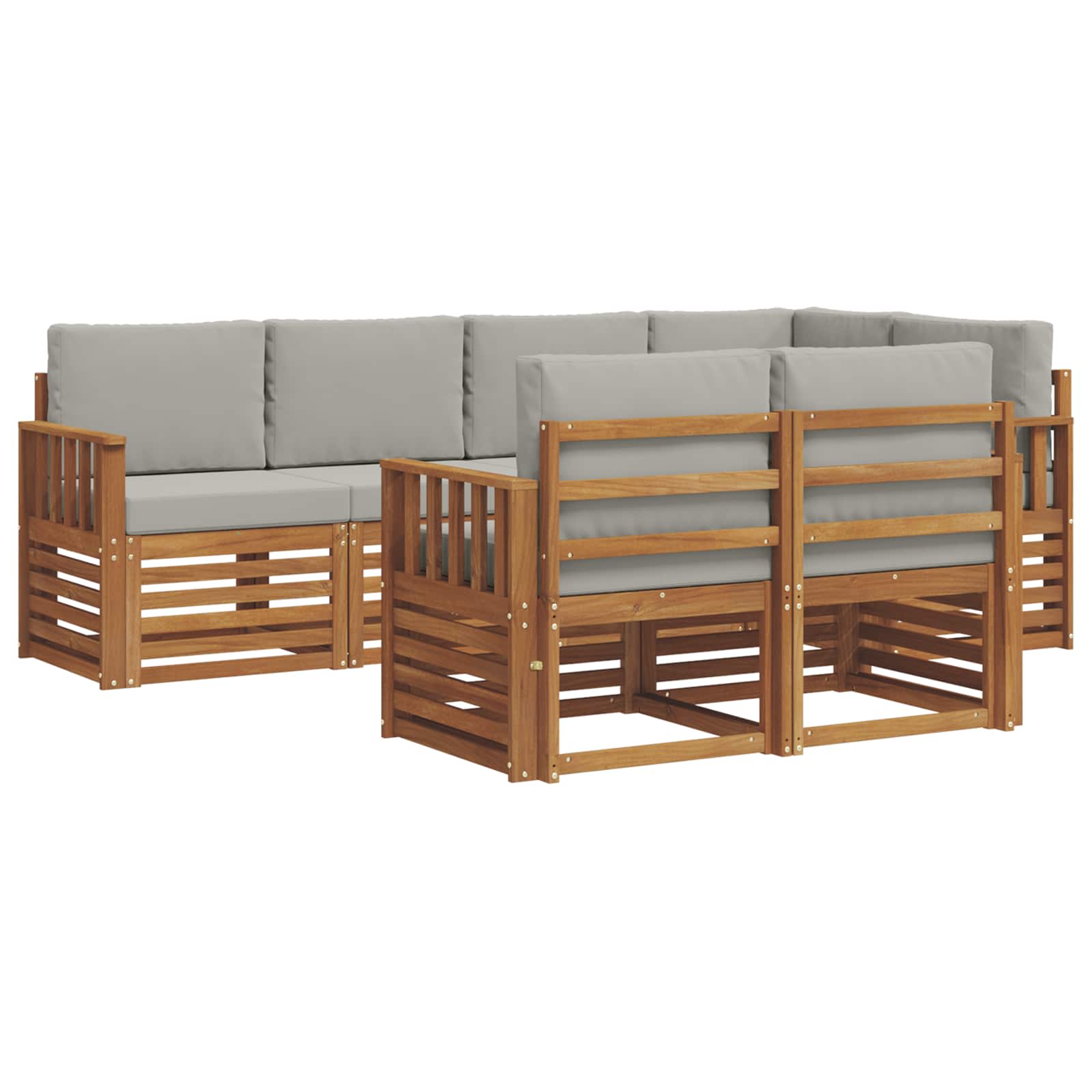 Ecksofa Set mit Kissen 7 pcs Natürlich und Hellgrau