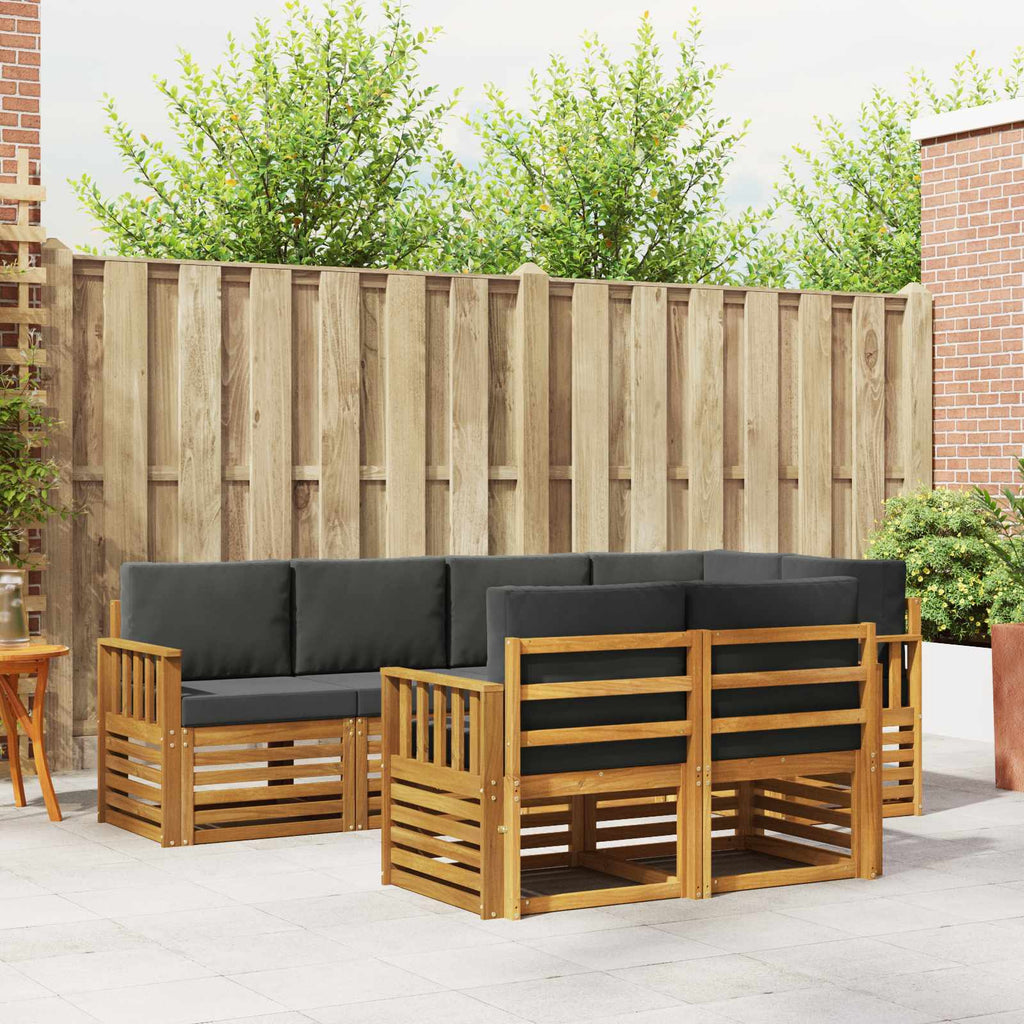 Ecksofa Set 7 pcs Natur und Anthrazit Massivholz Akazie