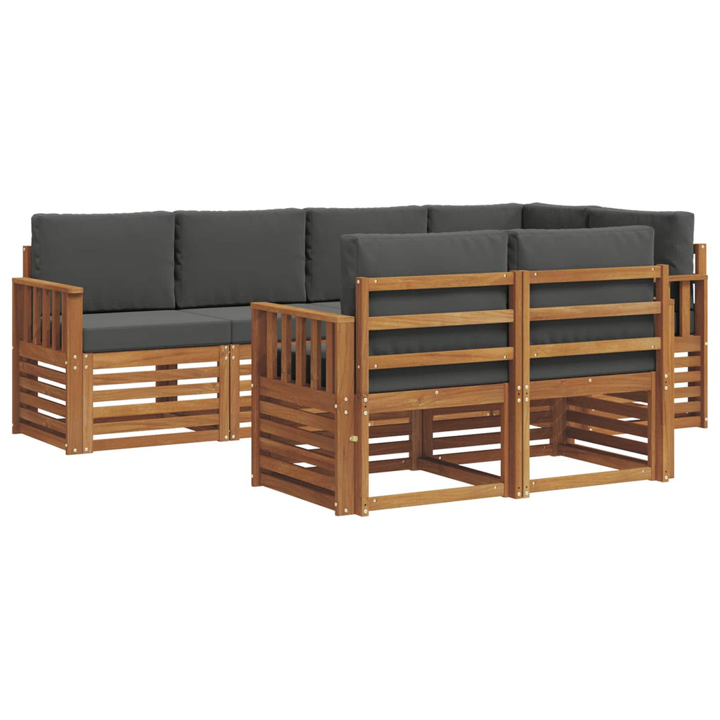 Ecksofa Set 7 pcs Natur und Anthrazit Massivholz Akazie