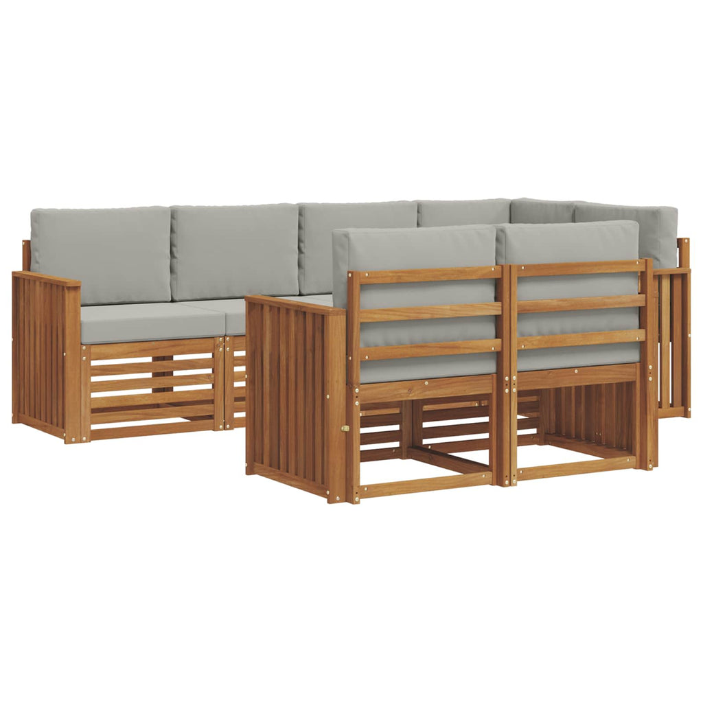 Ecksofa Set mit Kissen 7 pcs Natürlich und Hellgrau