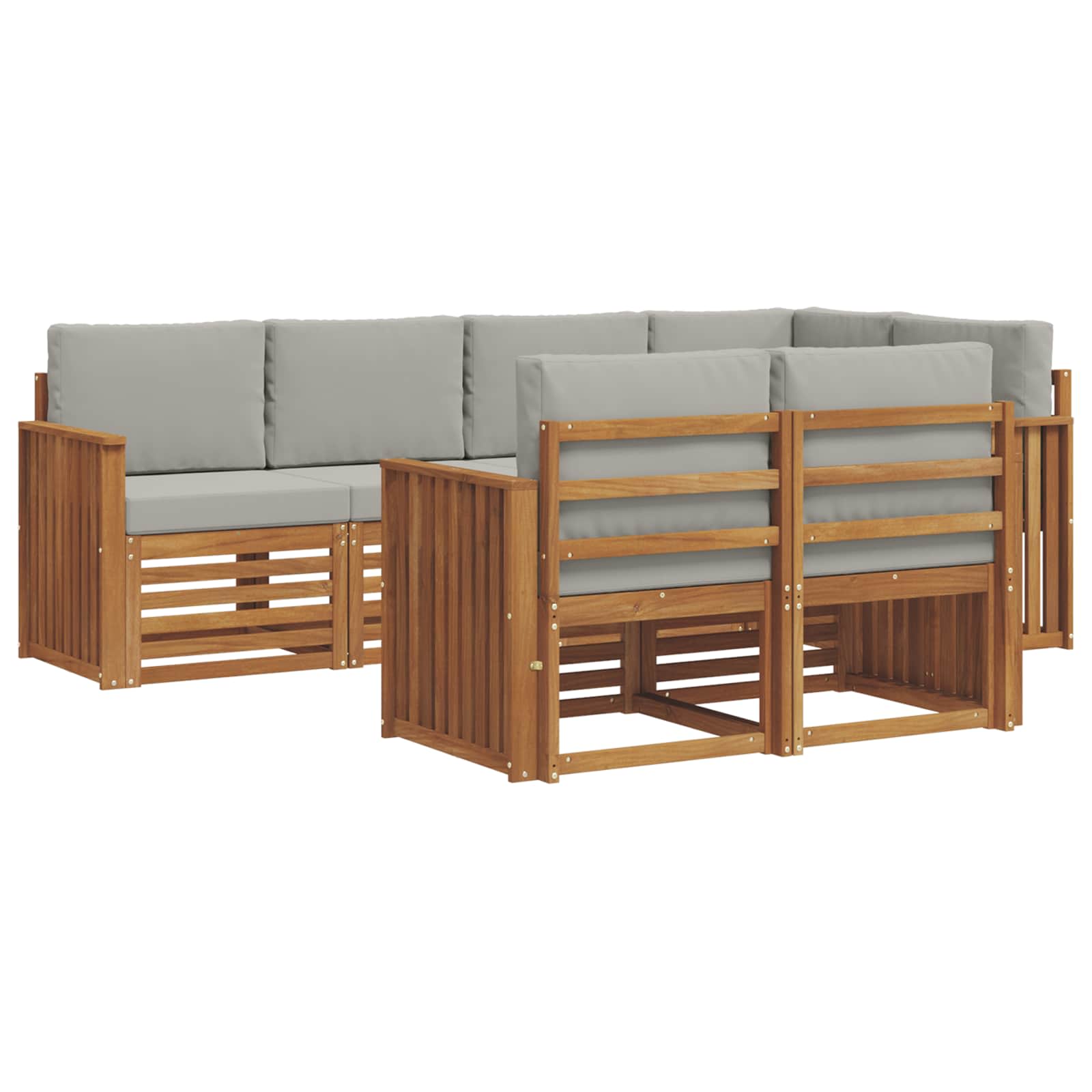 Ecksofa Set mit Kissen 7 pcs Natürlich und Hellgrau
