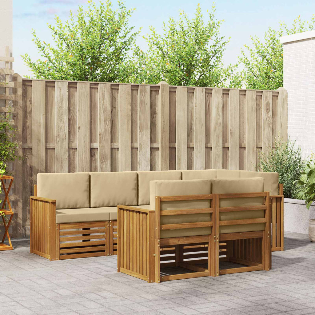 Ecksofa Set mit Kissen 7 pcs Natur und Beige