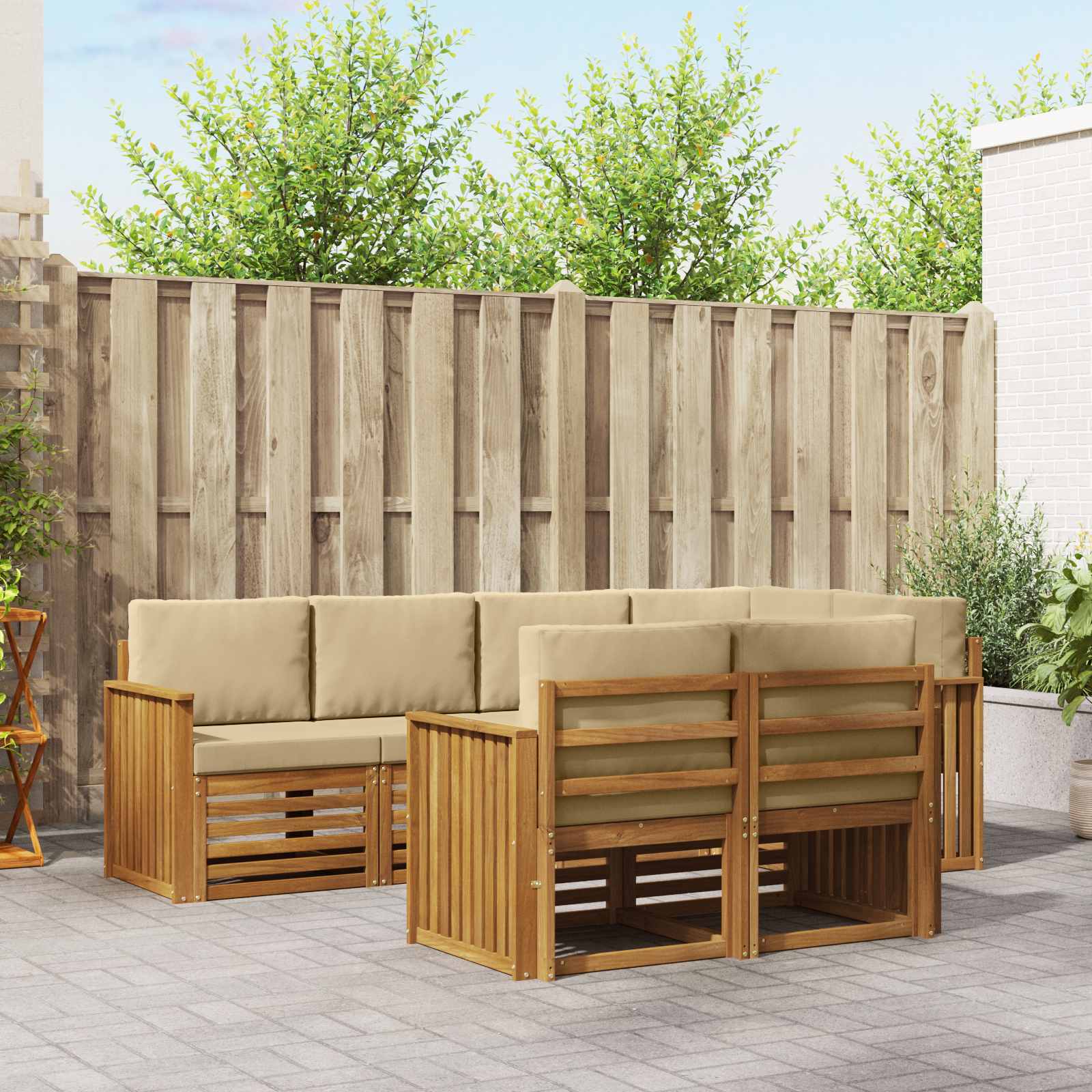Ecksofa Set mit Kissen 7 pcs Natur und Beige