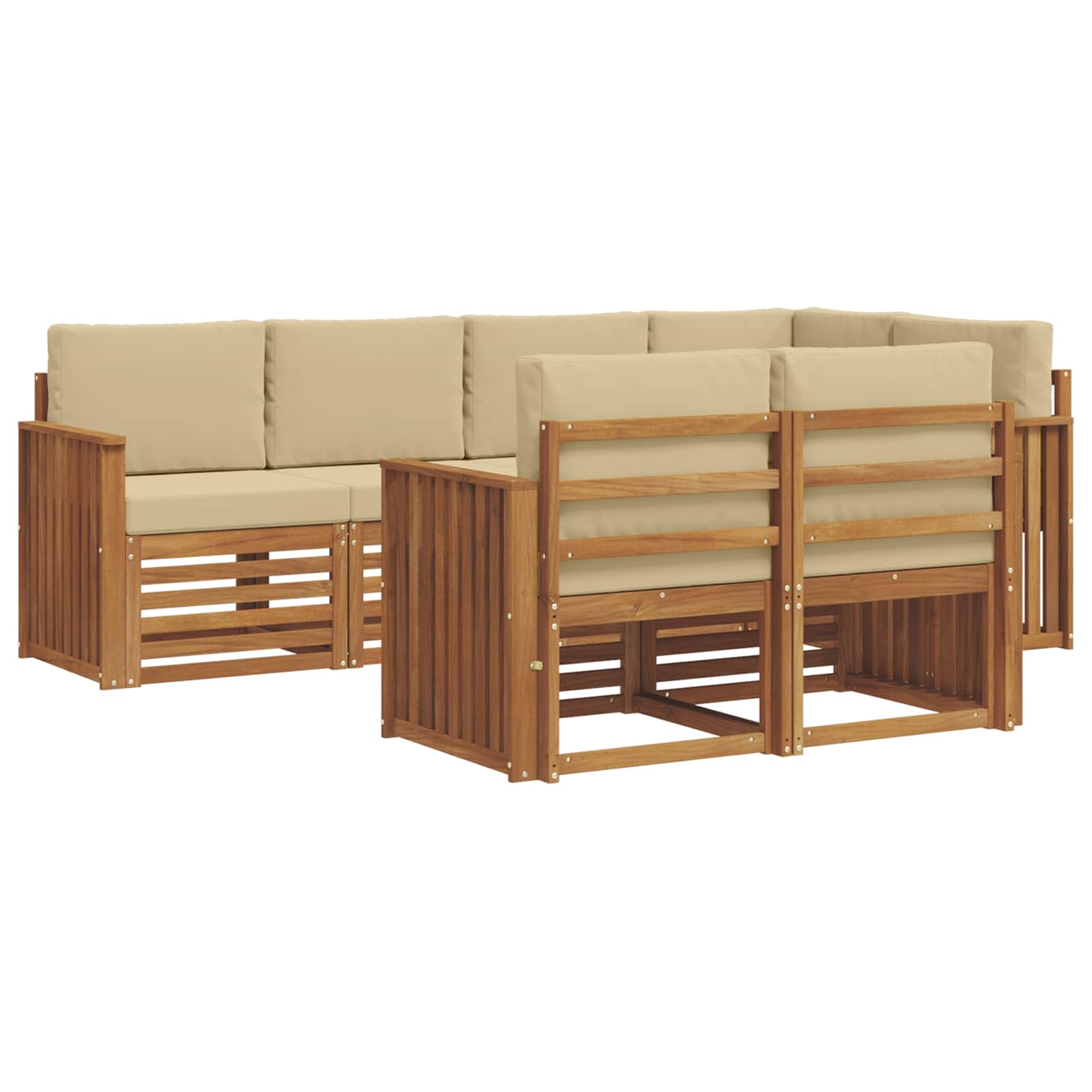Ecksofa Set mit Kissen 7 pcs Natur und Beige