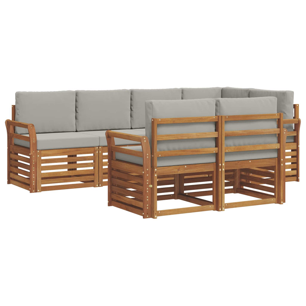 Ecksofa Set mit Kissen 7 pcs Natürlich und Hellgrau