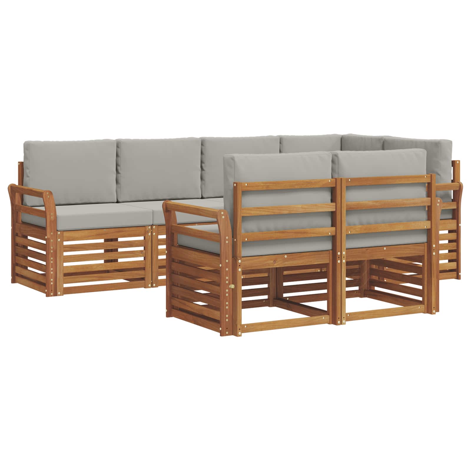 Ecksofa Set mit Kissen 7 pcs Natürlich und Hellgrau