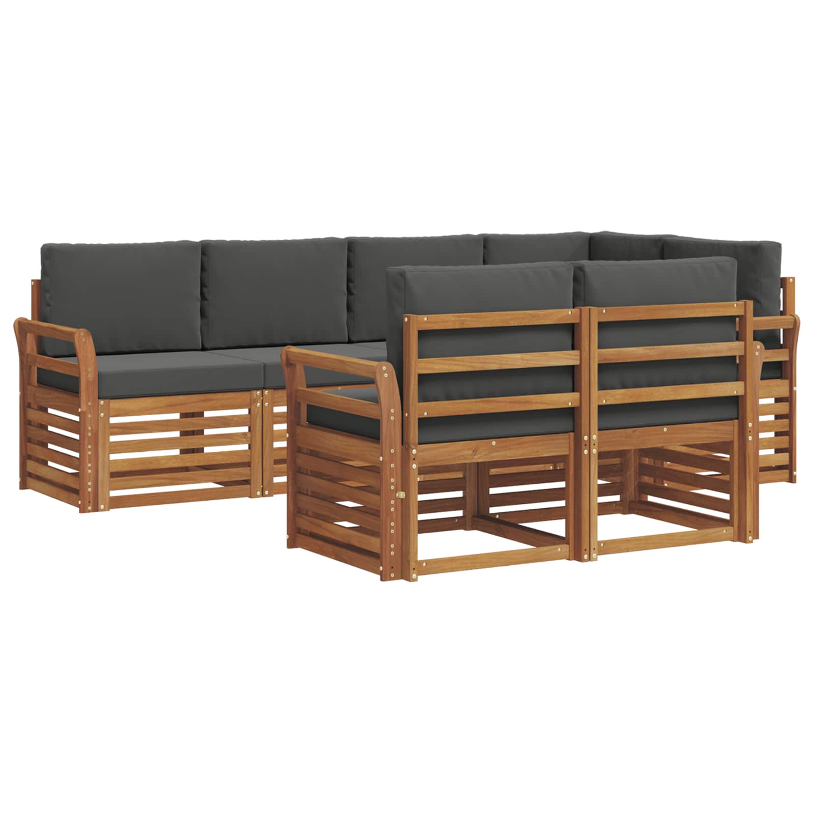 Ecksofa Set mit Kissen 7 pcs Natur und Anthrazit