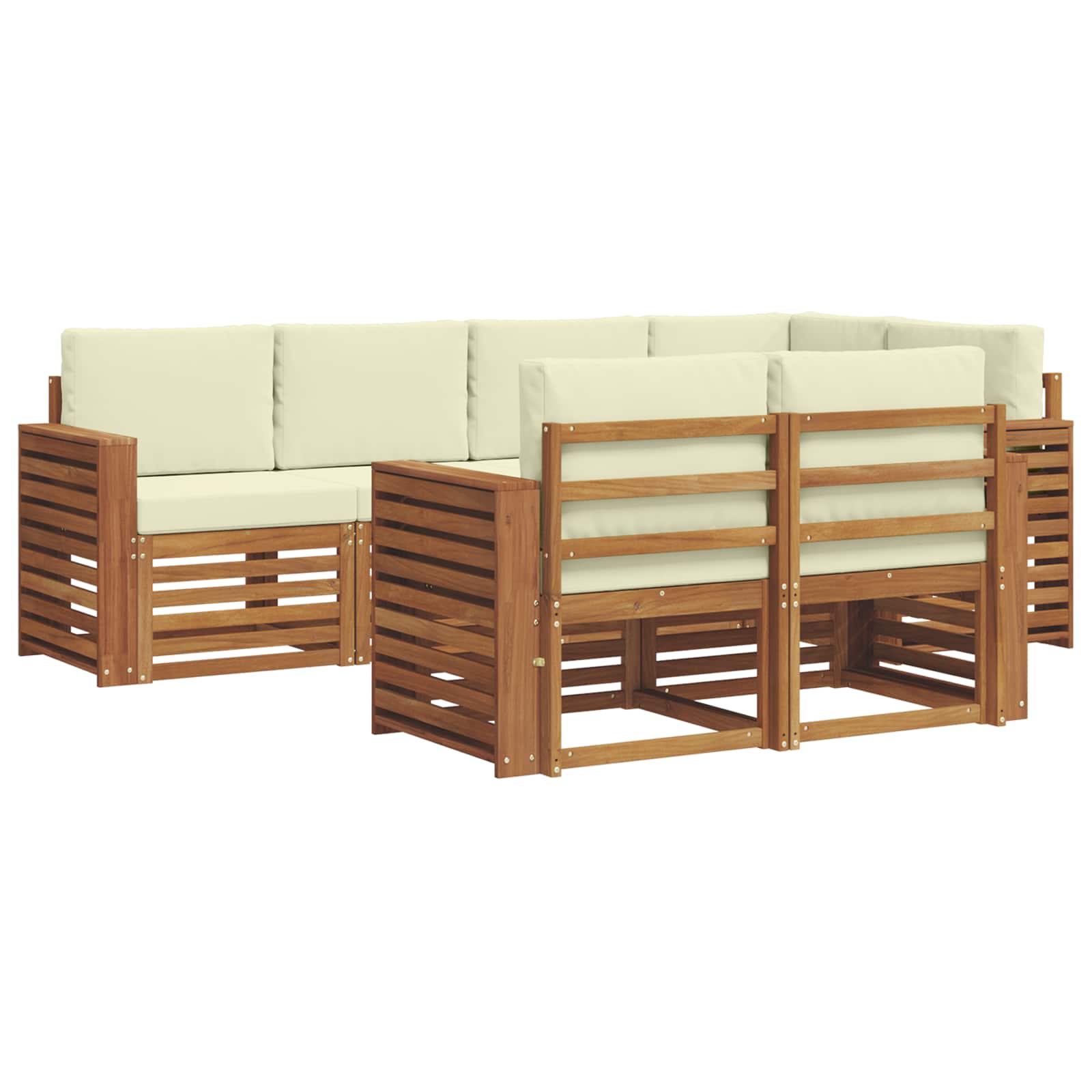 Ecksofa Set mit Kissen 7 pcs Natur und Creme