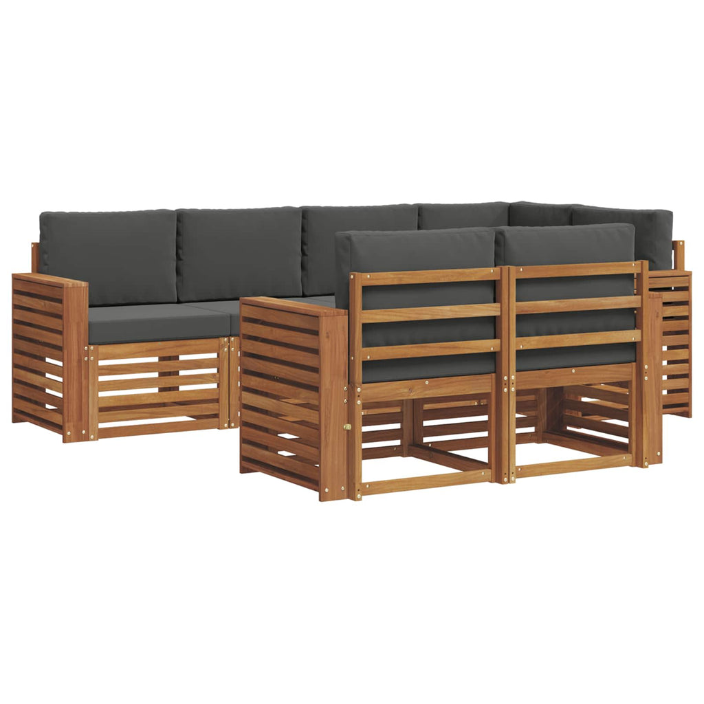 Ecksofa Set 7 pcs Natur und Anthrazit Massivholz Akazie