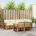 Ecksofa Set mit Kissen 7 pcs Natur und Creme