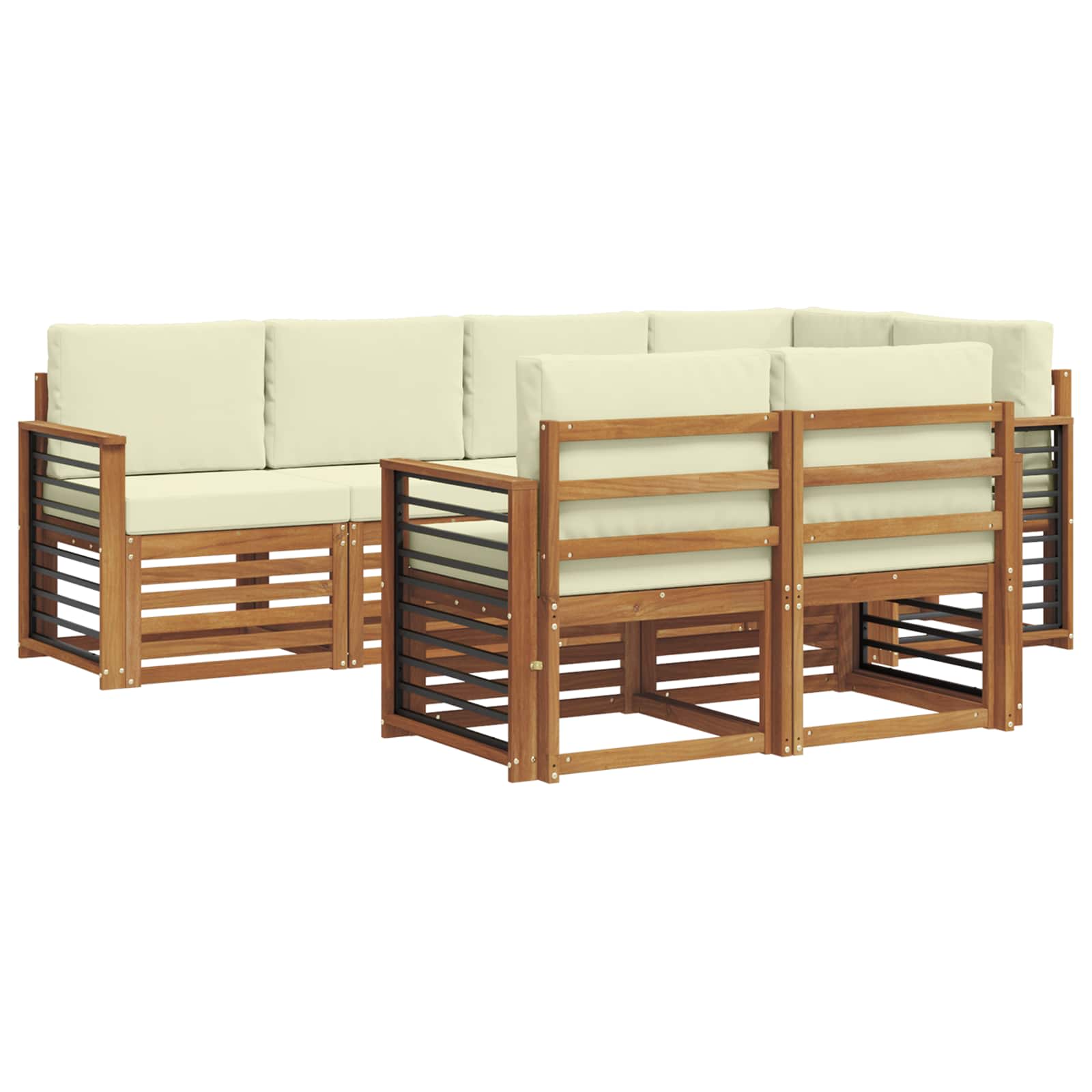Ecksofa Set mit Kissen 7 pcs Natur und Creme