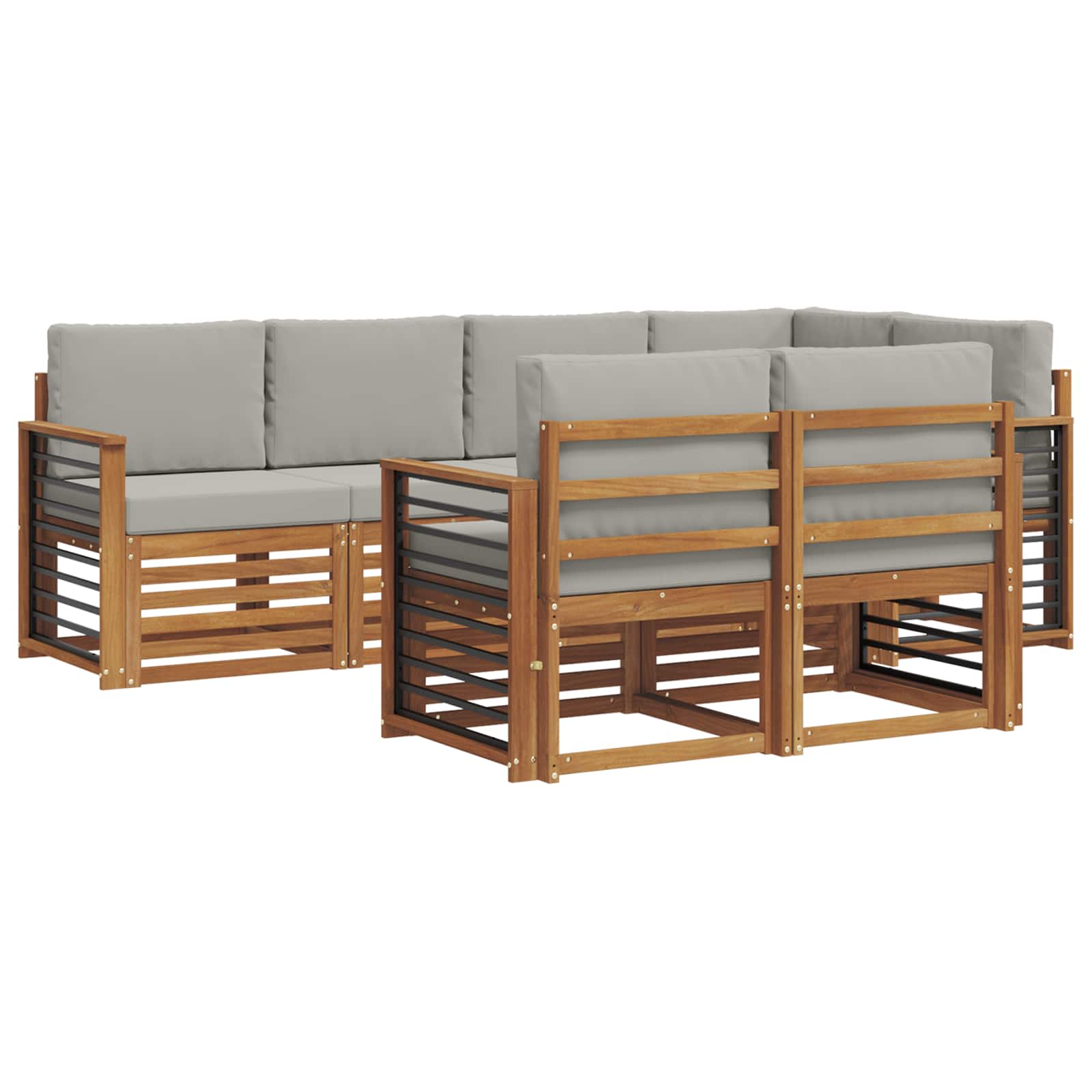 Ecksofa Set mit Kissen 7 pcs Natürlich und Hellgrau