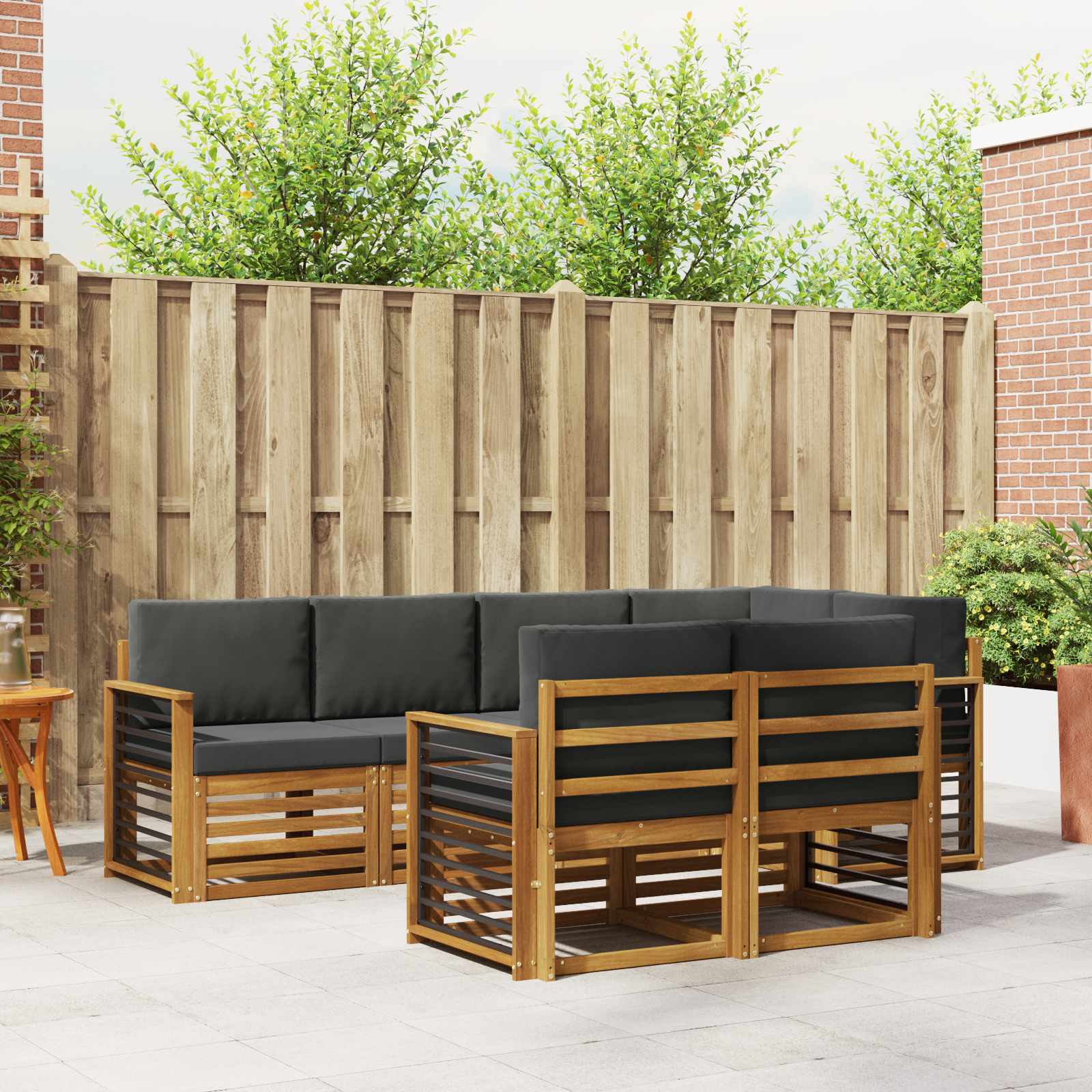 Ecksofa Set mit Kissen 7 pcs Natur und Anthrazit