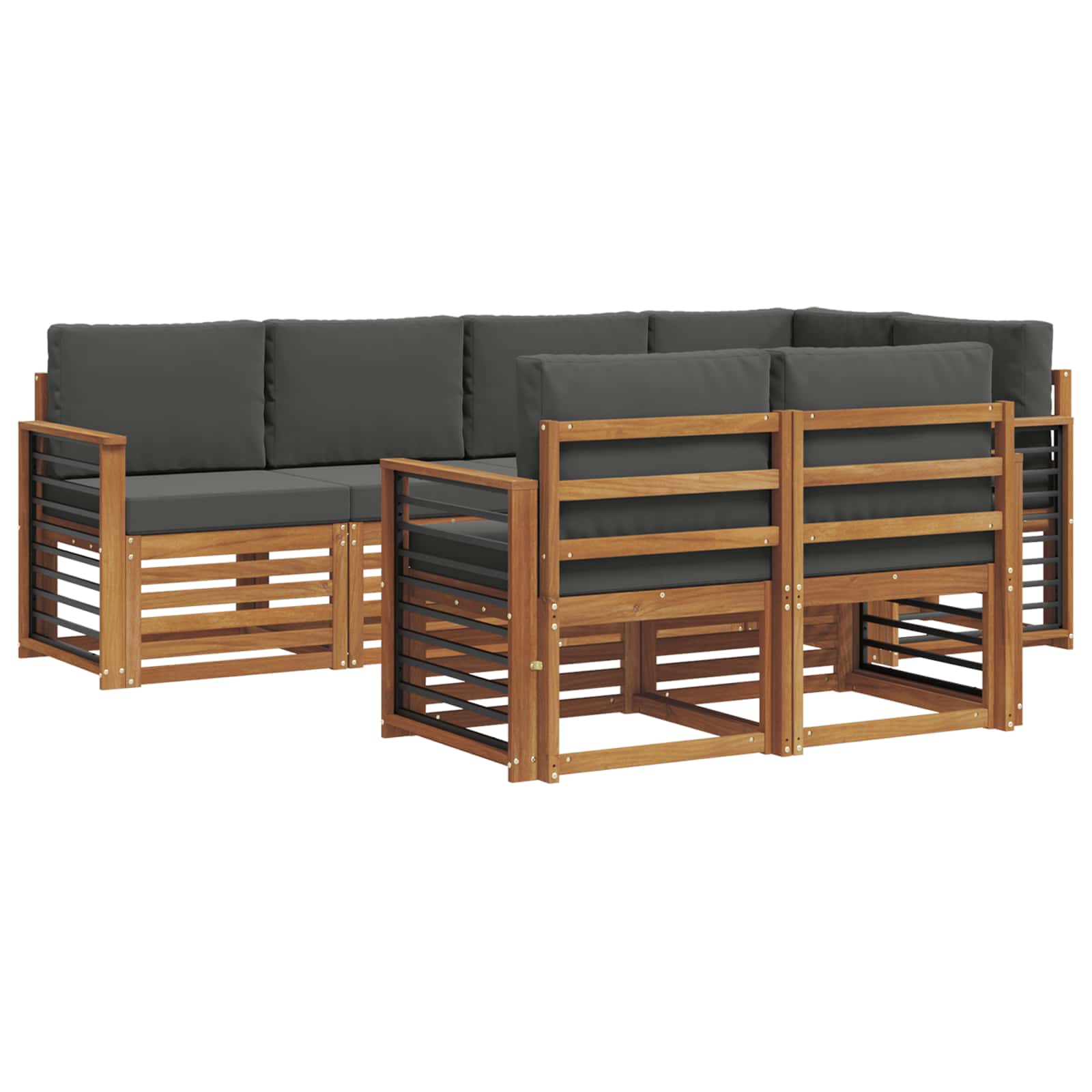 Ecksofa Set mit Kissen 7 pcs Natur und Anthrazit