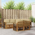 Ecksofa Set mit Kissen 7 pcs Natur und Beige