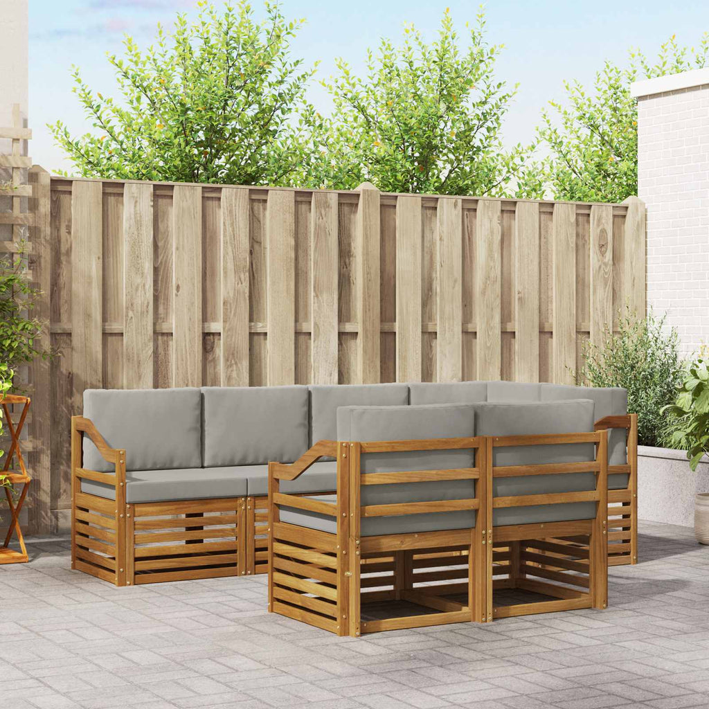 Ecksofa Set mit Kissen 7 pcs Natürlich und Hellgrau