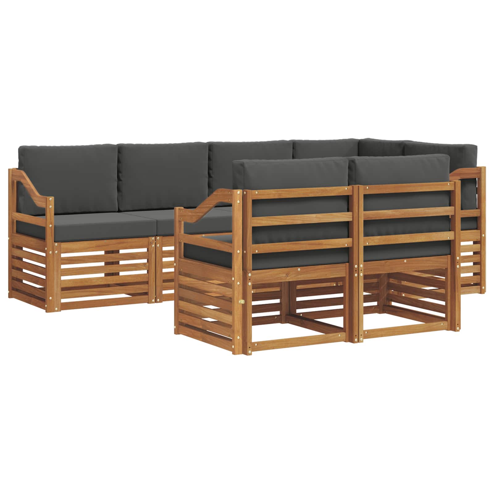 Ecksofa Set mit Kissen 7 pcs Natur und Anthrazit
