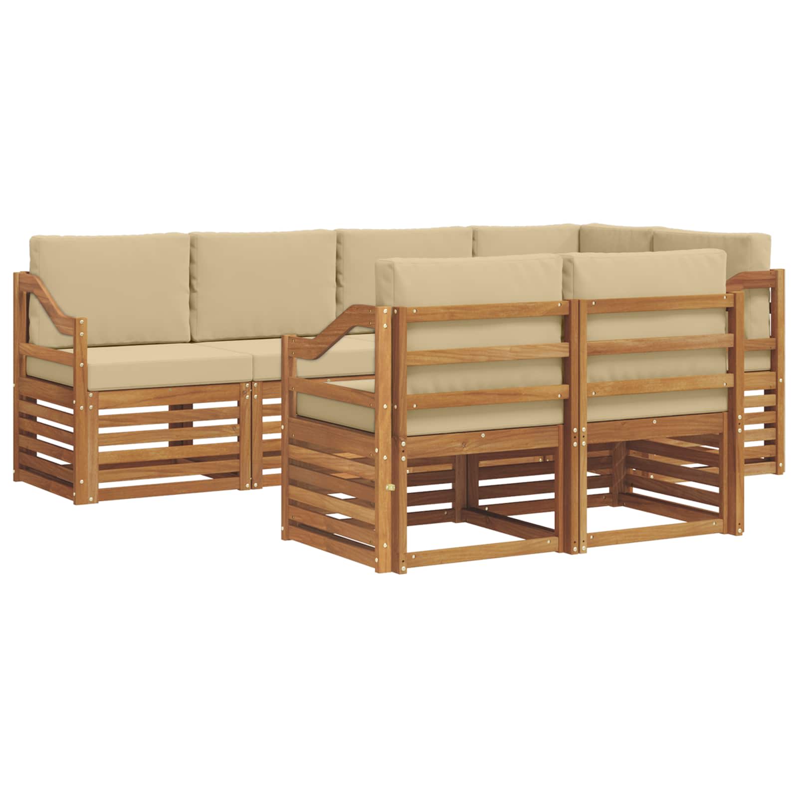 Ecksofa Set mit Kissen 7 pcs Natur und Beige