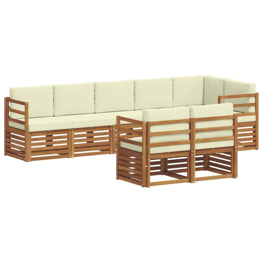 Sofagarnituren 8 pcs Natur und Creme Massivholz Akazie
