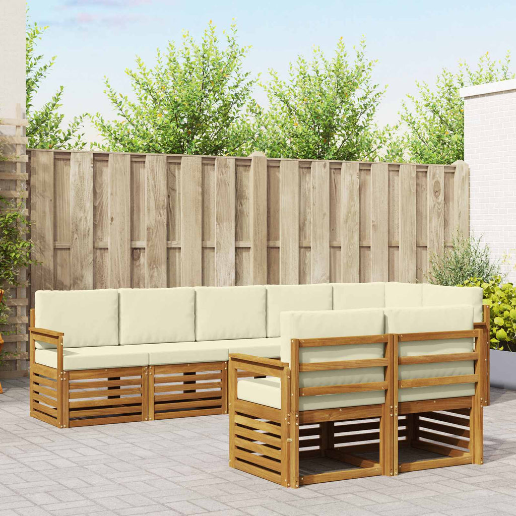 Sofagarnituren 8 pcs Natur und Creme Massivholz Akazie
