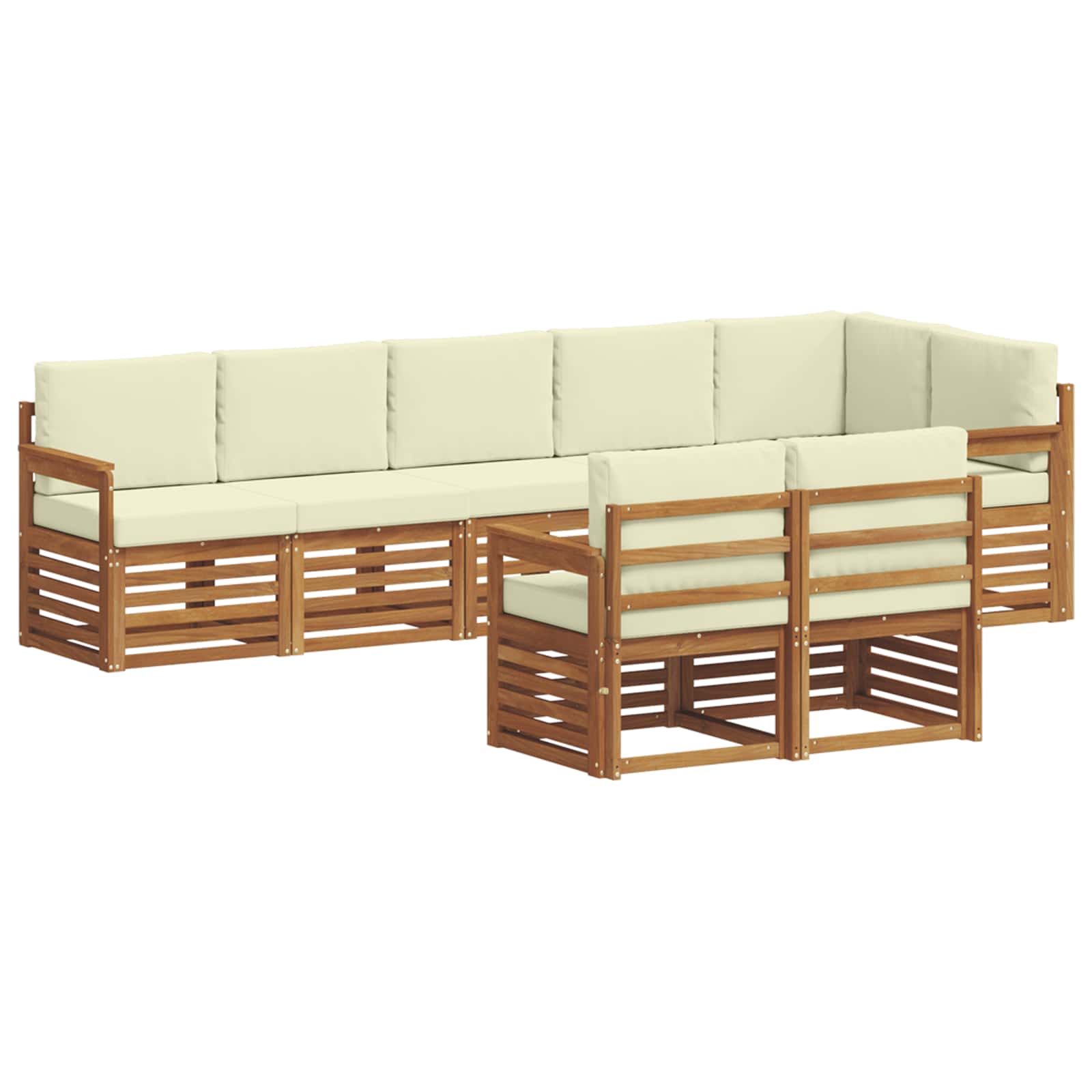 Sofagarnituren 8 pcs Natur und Creme Massivholz Akazie