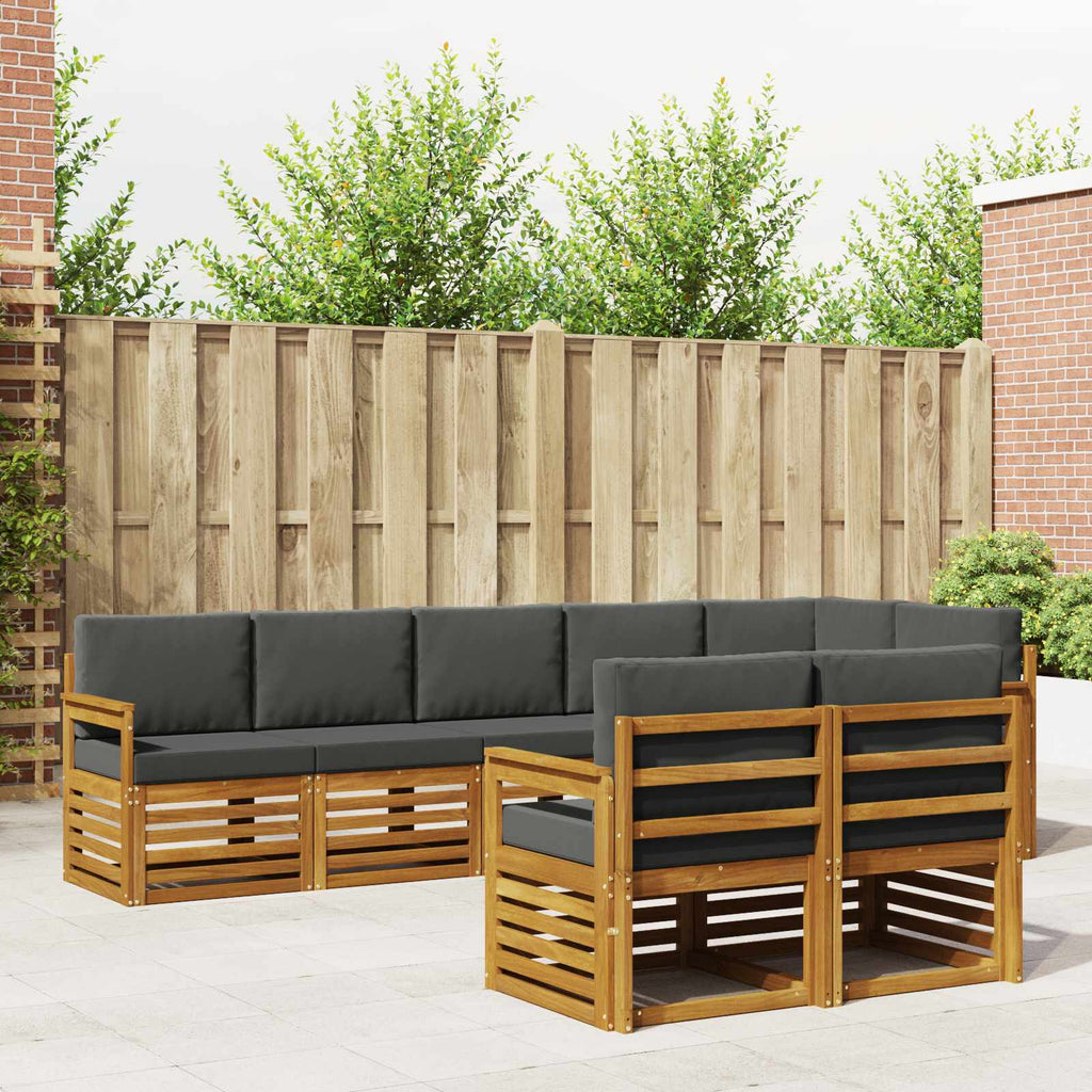 Sofagarnituren 8 pcs Natur und Anthrazit Massivholz Akazie