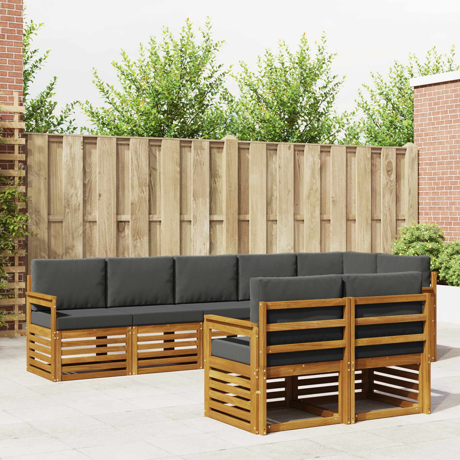 Sofagarnituren 8 pcs Natur und Anthrazit Massivholz Akazie