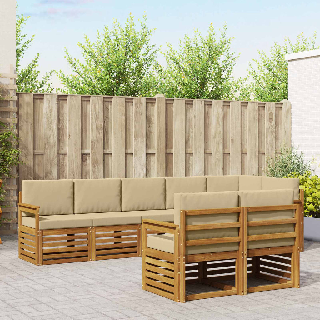 Sofagarnituren 8 pcs Natur und Beige Massivholz Akazie