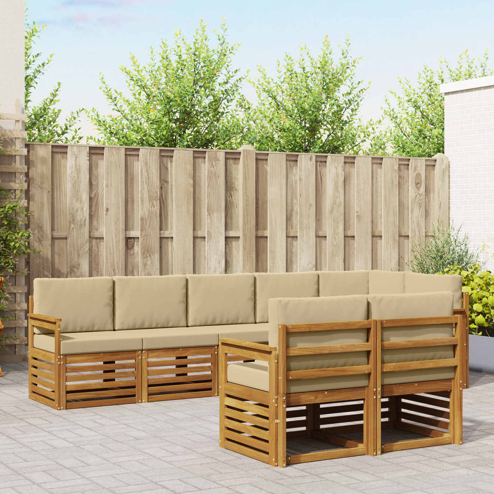 Sofagarnituren 8 pcs Natur und Beige Massivholz Akazie