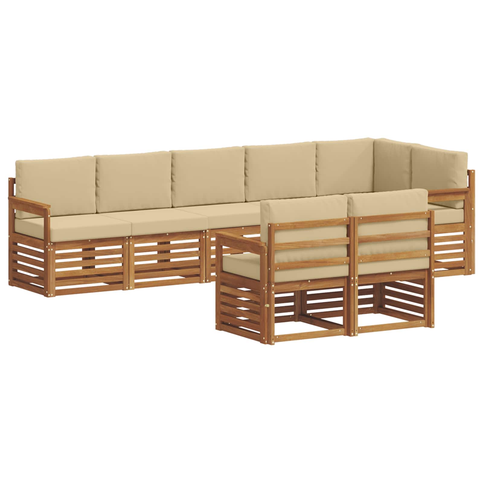 Sofagarnituren 8 pcs Natur und Beige Massivholz Akazie