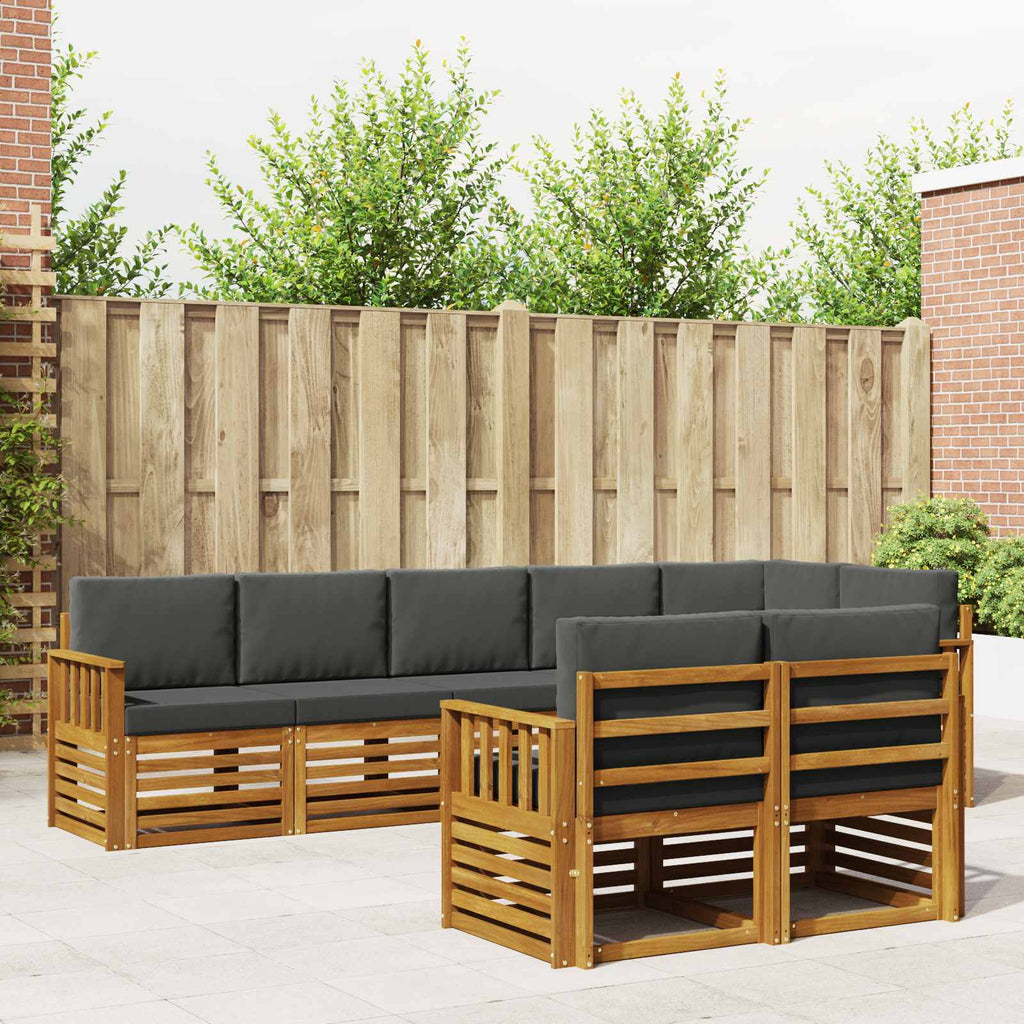 Sofagarnituren 8 pcs Natur und Anthrazit Massivholz Akazie