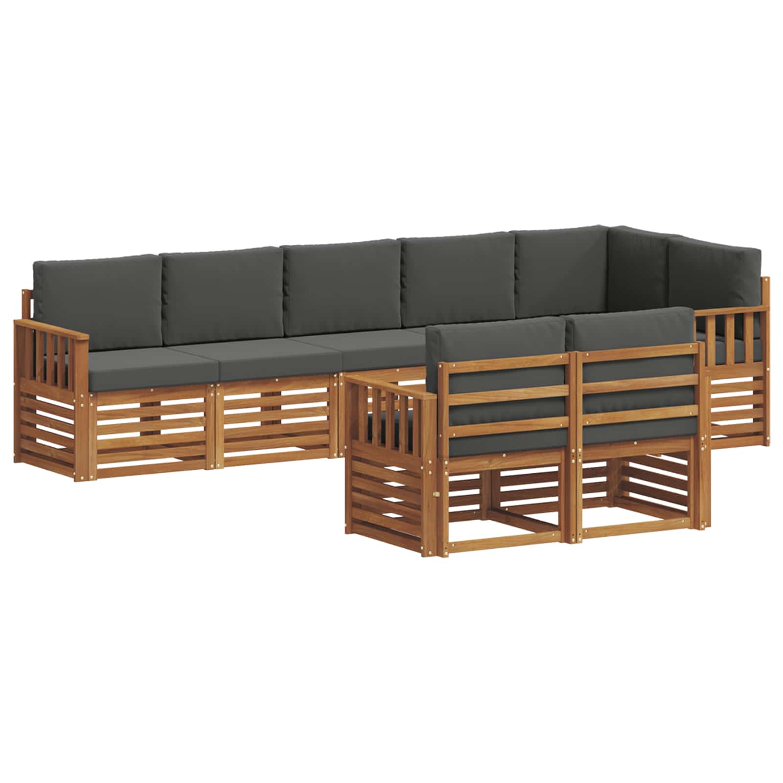 Sofagarnituren 8 pcs Natur und Anthrazit Massivholz Akazie