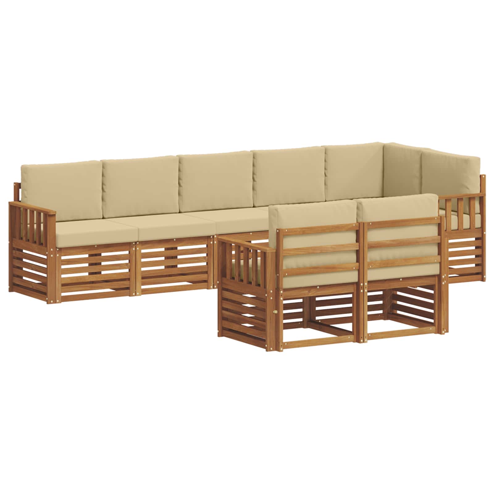 Sofagarnituren 8 pcs Natur und Beige Massivholz Akazie